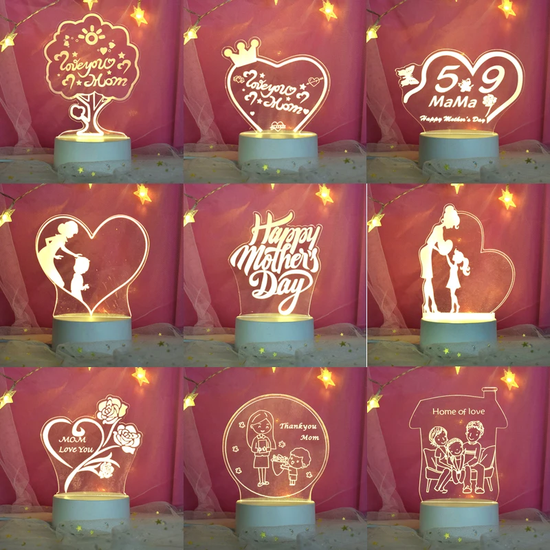 Plug in Night Light Touch USB Wireless Charger Baby Projector Fairy Tree Sensor Rainbow Lamp Unicorn 3d Zhongshan Romantic Rose