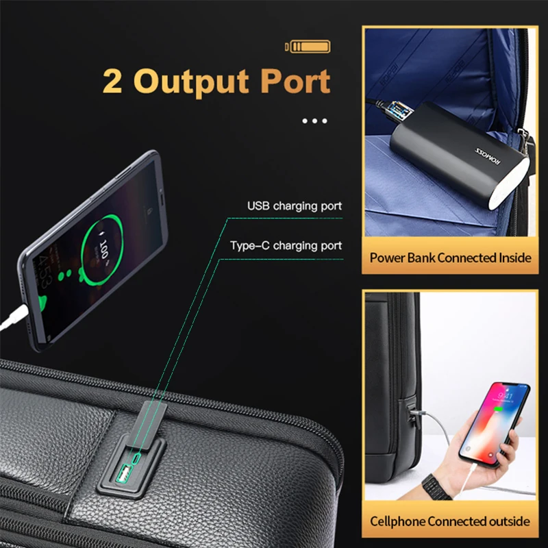 Bopai OEM BSCI premium custom logo multifunctional luxury usb charging bagpack for 15.6 inch laptop genuine leather backpack men