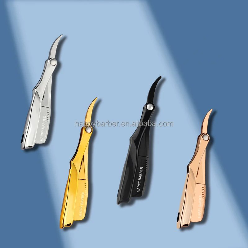 Barber Manufacturer Portable Electroplating Classic Straight Razor Holder Men Shaving Barber Razors For Facial Hair Shaving