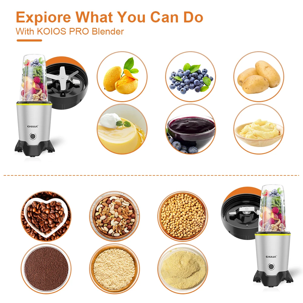 Chulux Blender высокоскоростная кофемолка 1000 Вт с смешением и Измельчением малошумного тритана без BPA алюминиевый корпус
