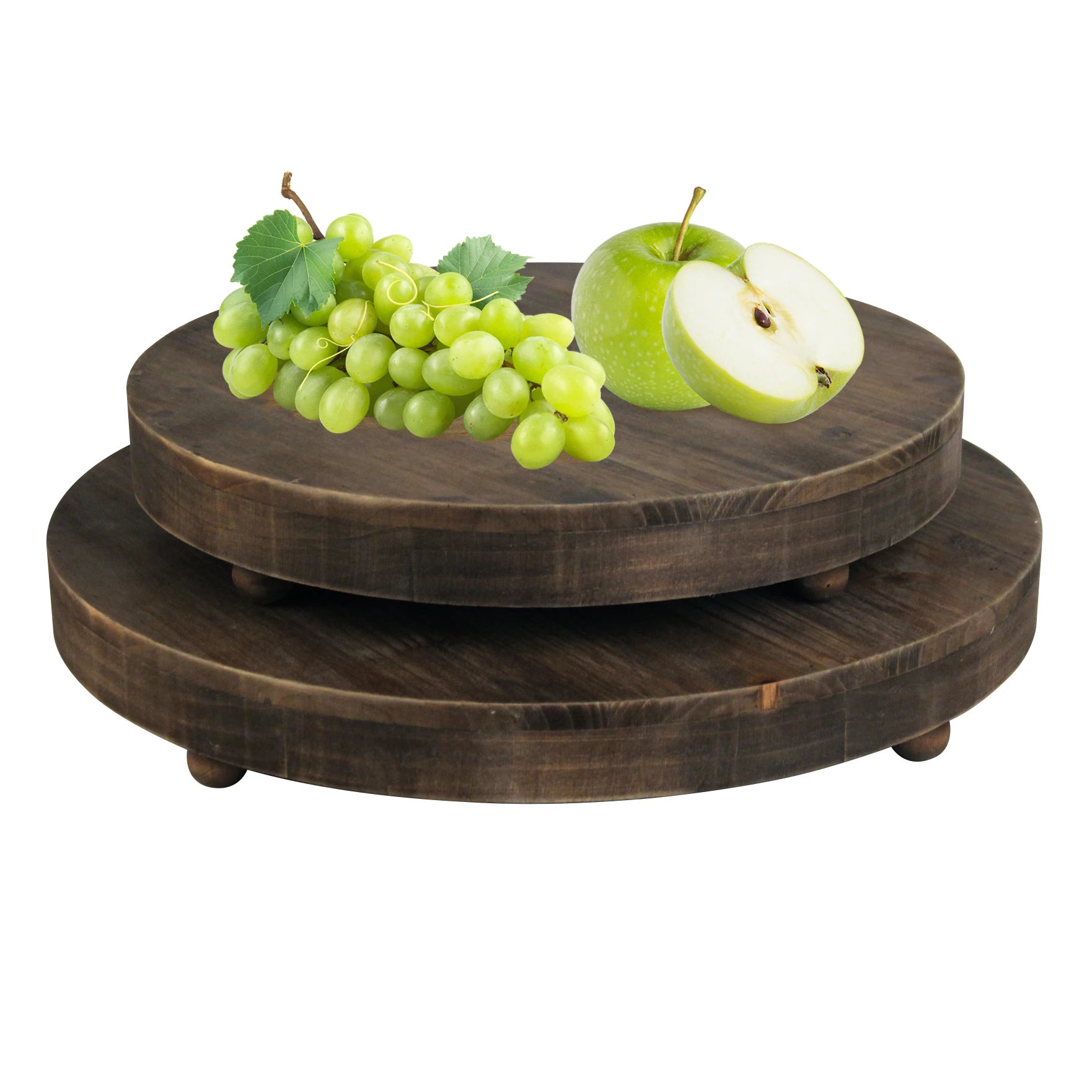 Round Mountain Wood Tray Custom Decorative Wooden Trays Home Decoration with Hexagonal Base