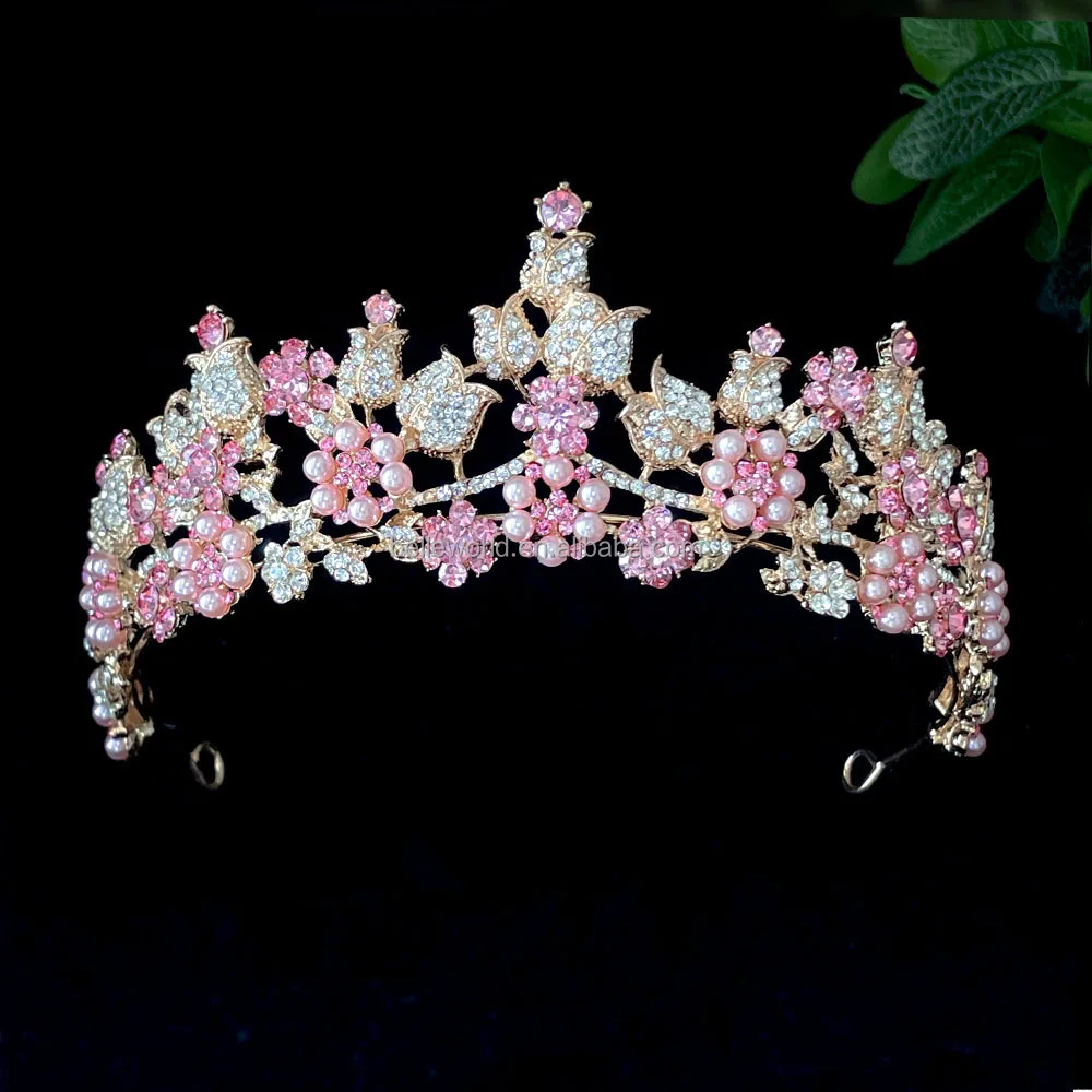 BELLEWOLRD luxury diamond flower tiara decoration for wedding event accessories high end festival headband tiara for brides