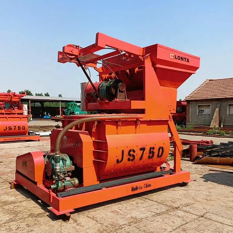 LONTA JS750 750L 0.75m3 1 yard self loading concrete batching plant twin shaft auto cement concrete mixer machine for sale