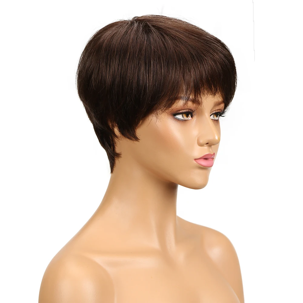 Noble Brown Cheap Pixie Cut Indian Hair Remy Red Wholesale 100% Bob for Black Women Virgin Human Hair Wig