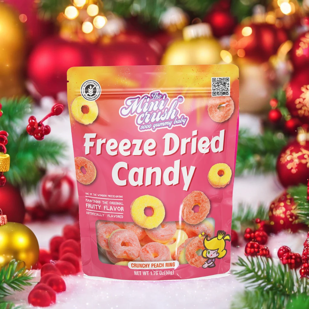 Crunch Candies Wholesale Custom Freeze-Dried Peach Rings Snack Freeze-Dry Candy