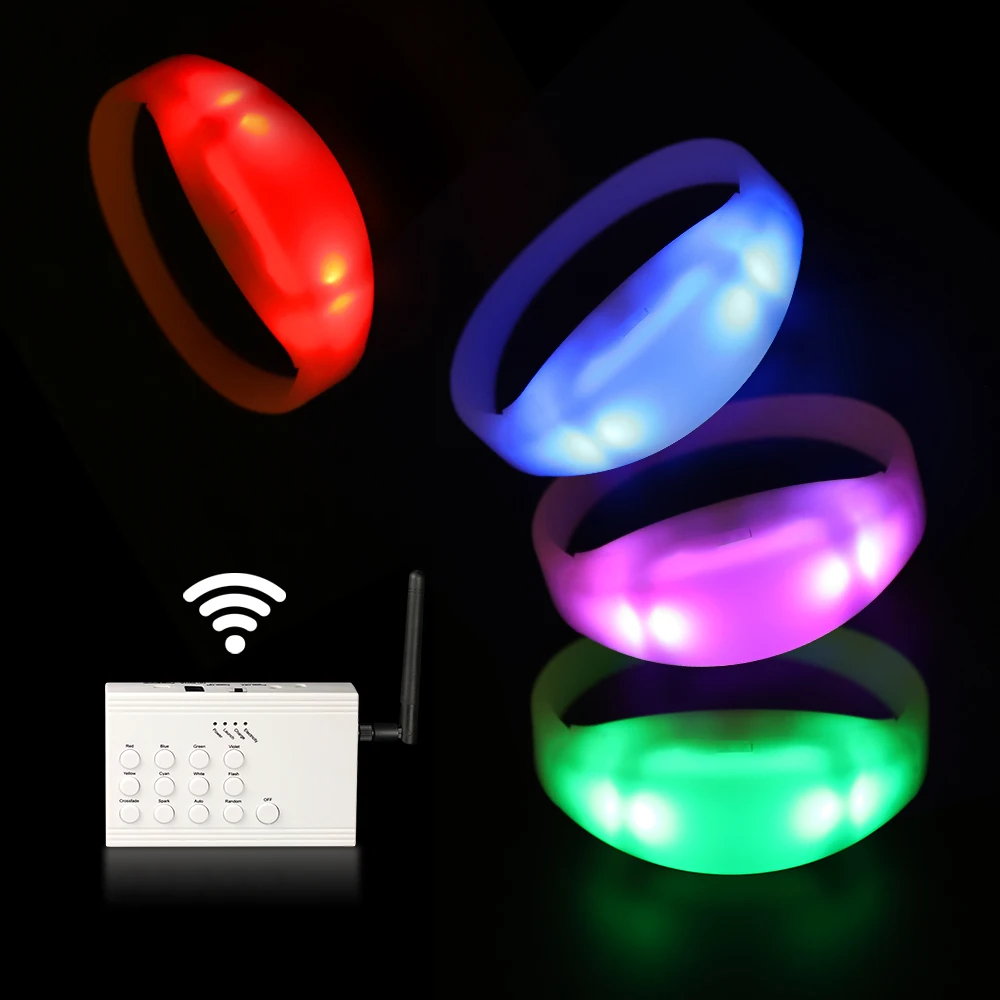 Led Rgb Flashing Remote Controlled Wristband Customized Logo Flashing Wristbands Bracelet Silicones LED Pulsera