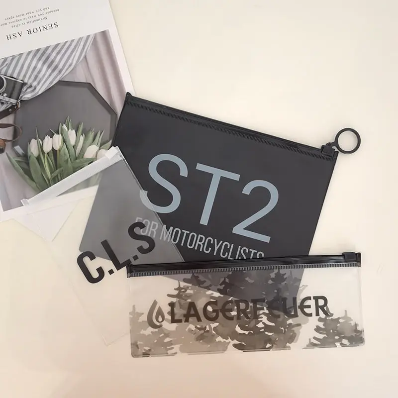 Transparent pvc clothing packaging plastic zipper bag pouch Cosmetic makeup zip lock slider bags Customized logo
