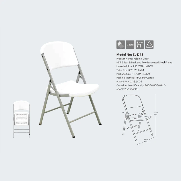Wholesale high quality folding event chair garden outdoor white plastic folding chairs in bulk