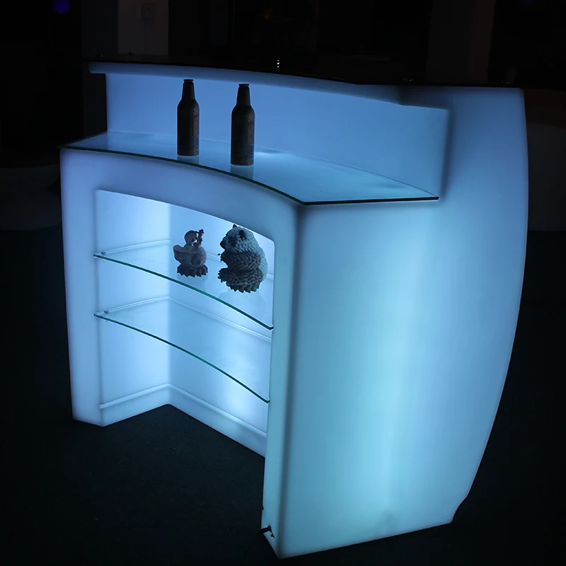 RGB lighting up bar furniture table sectional LED curved bar counter