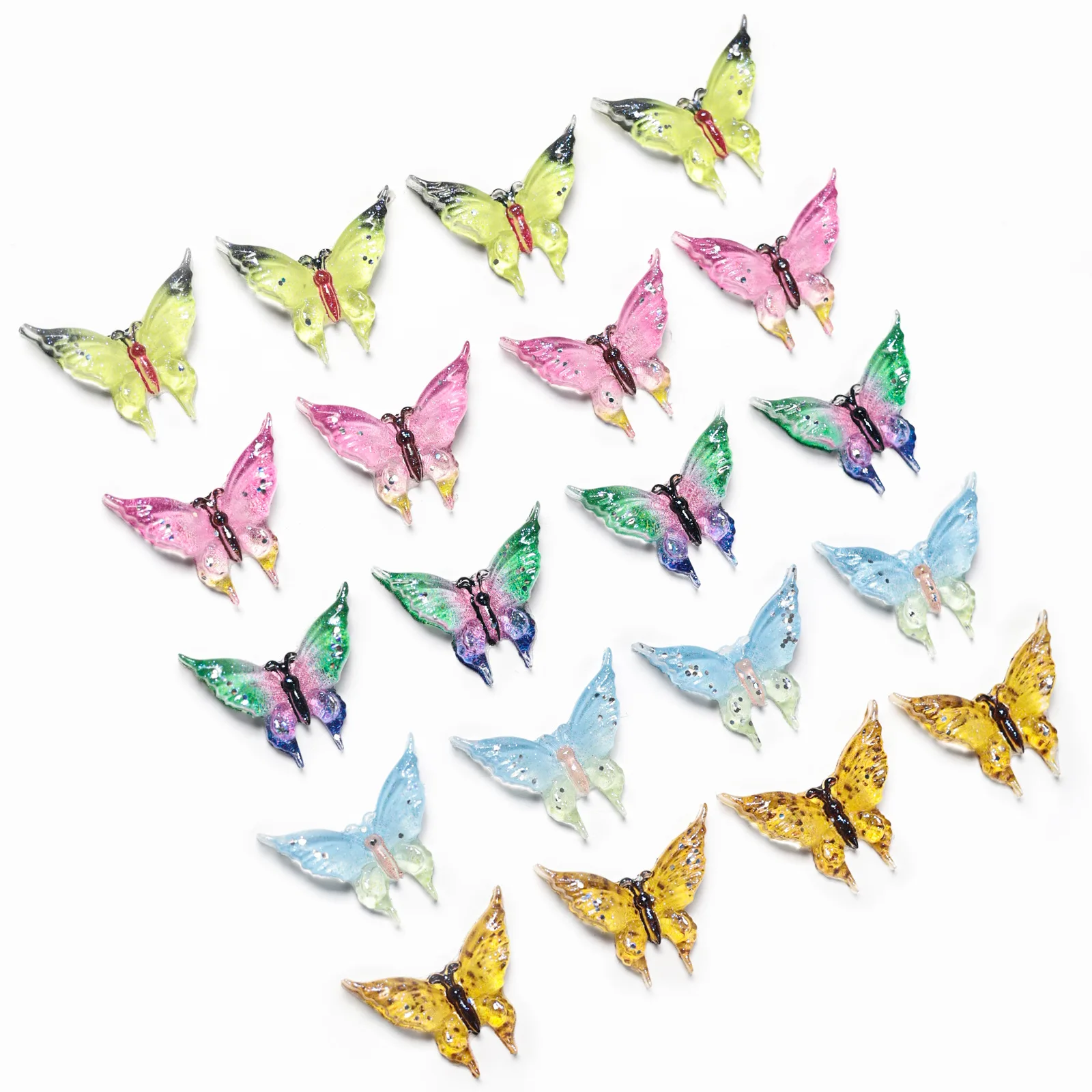 10pcs Glitter Clear Butterfly 3D Acrylic Butterfly Nail Charms for Nail Art Decoration DIY Resin Manicure Crafts Design