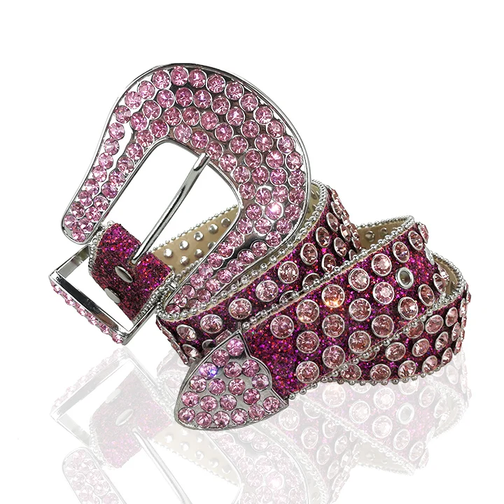 2020 New Arrival Fashion Shiny Bling Bling PU Pink Rhinestone Waist Belt for Women Supplying in Custom Size