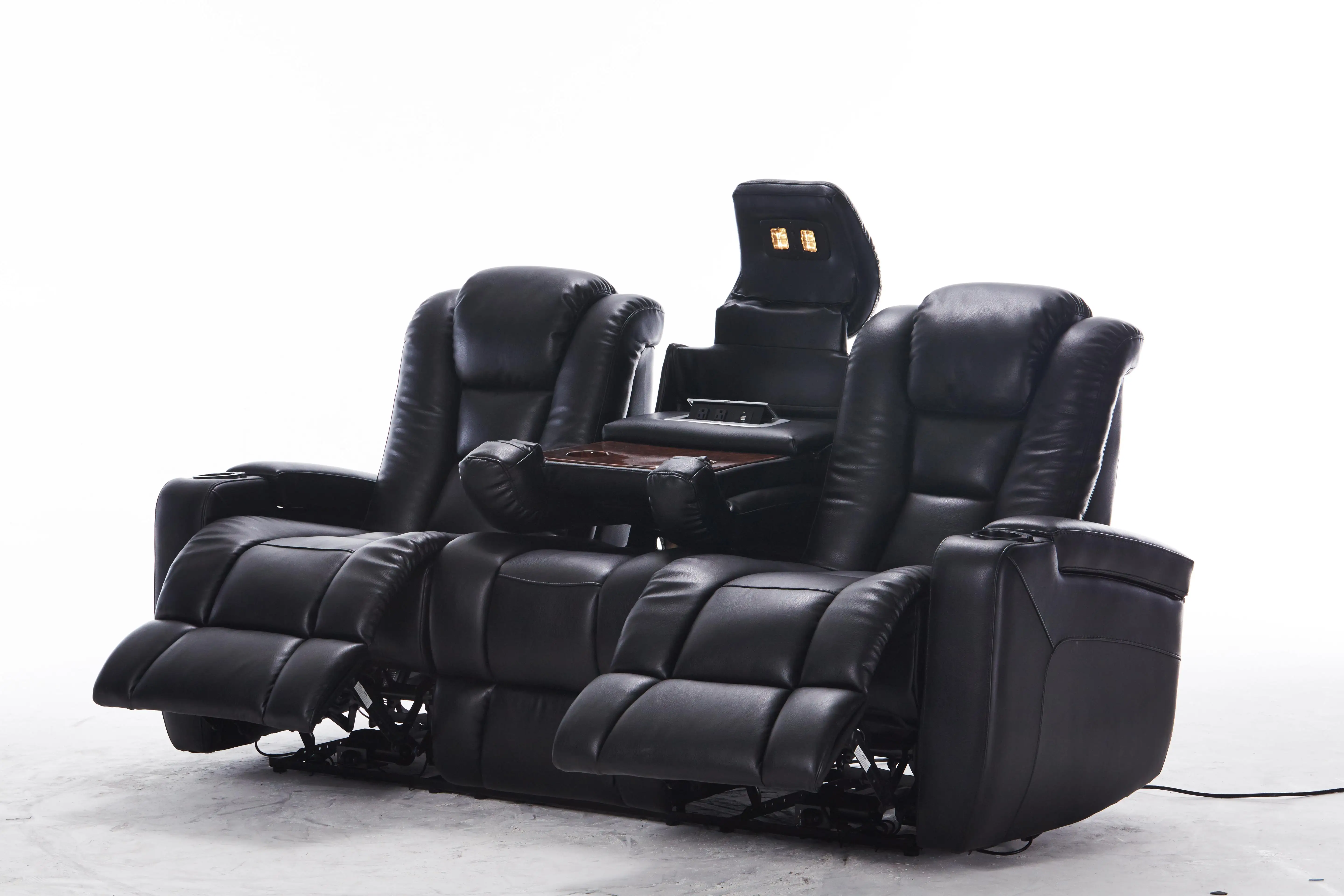 Modern Splicing Process Furniture 1+2+3 Electric leather Recliner Sofa set living room