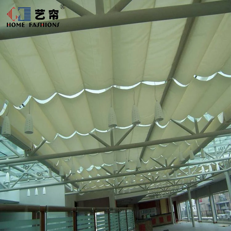 FCS Skylight Blinds Motorized Yi Lian2022 Double Energy Saving Retractable Skylight Folding Ceiling Curtain Fabric Wave Support