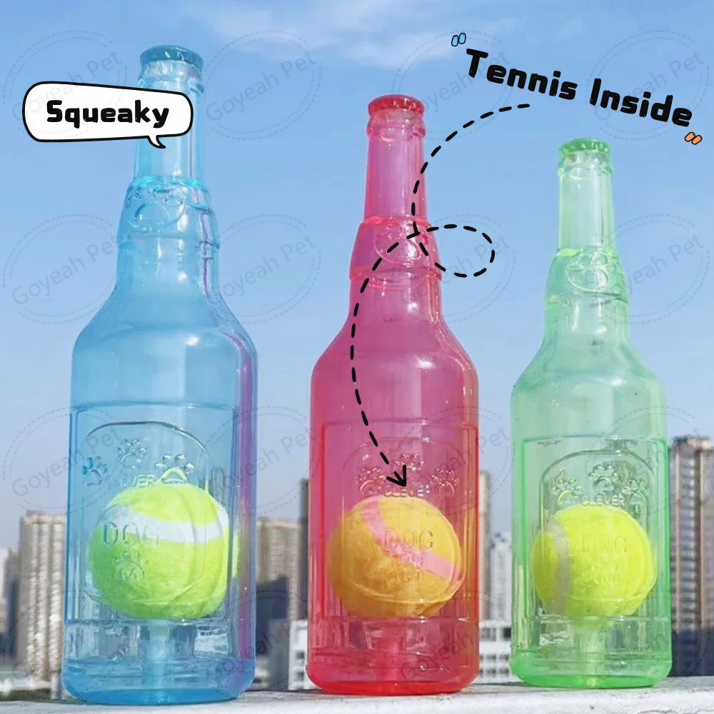Interactive Dog Retriever Toy Squeaky Dog Bottle Toy With Tennis Ball Inside