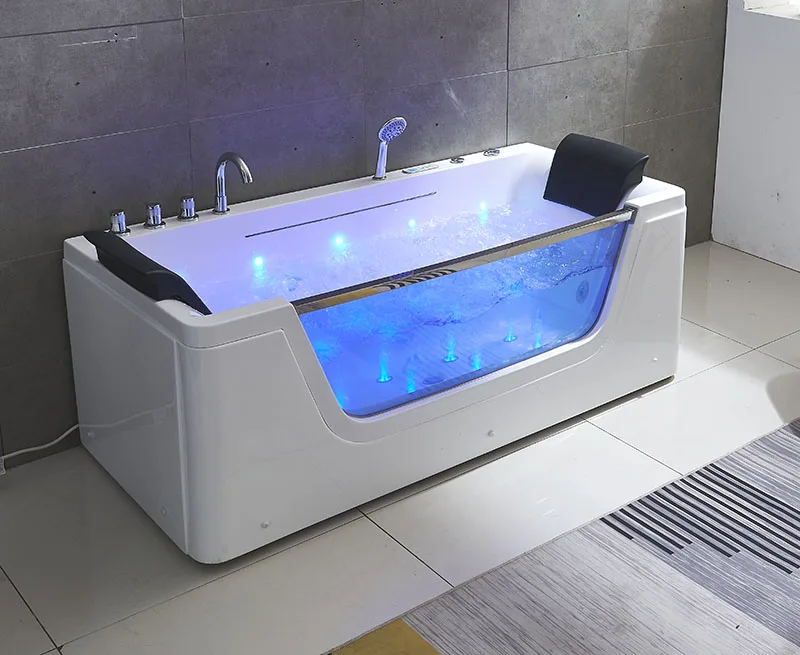 2023 modern bathroom tubs rectangle Freestanding indoor waterfall Acrylic whirlpool bathtub Bathtubs & Whirlpools