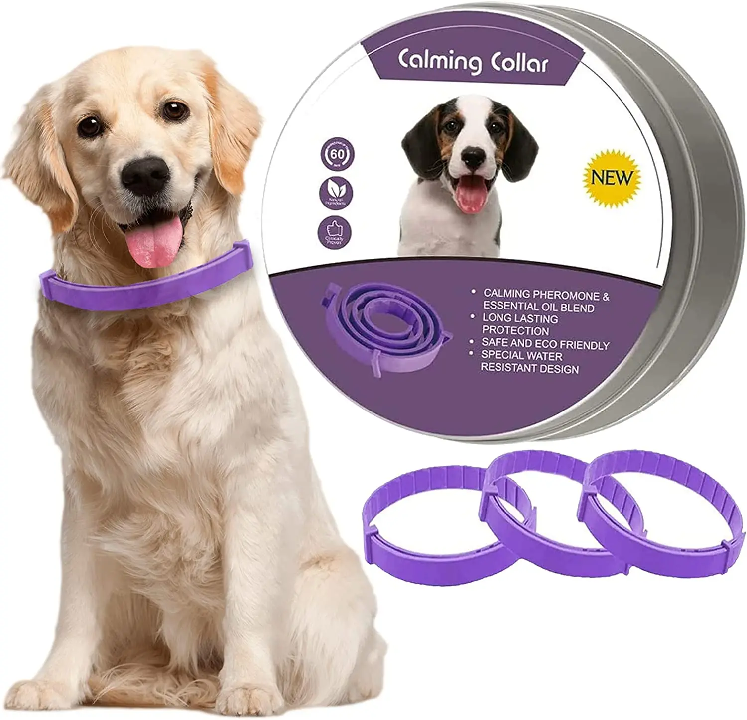 Nature Safe Waterproof Pet Collar Adjustable Anxiety Dog Cat Calming Collar