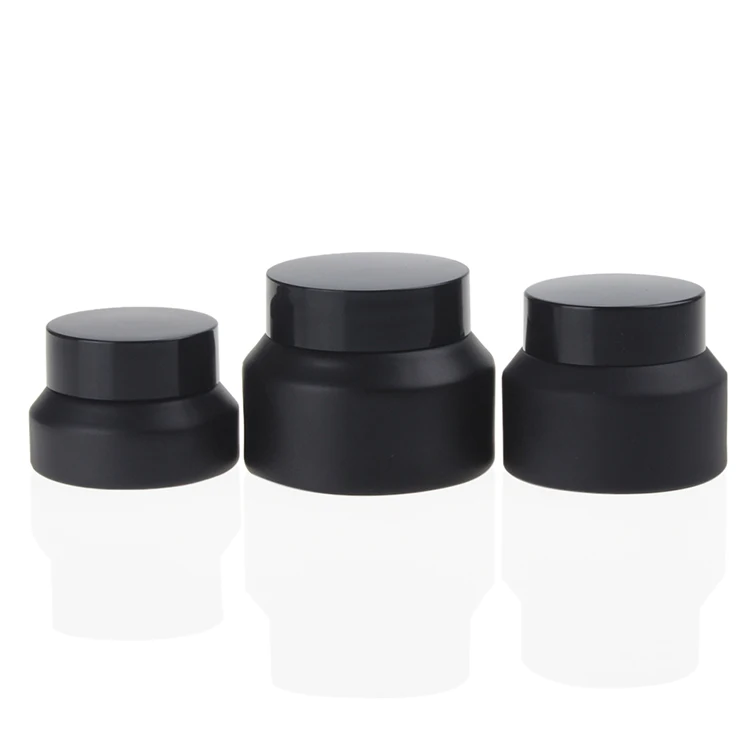 Hign Quality 15g 30g 50g Matt Black Oblique Shoulder Cosmetics Container Empty Frosted Glass Cosmetic Face Cream Jars