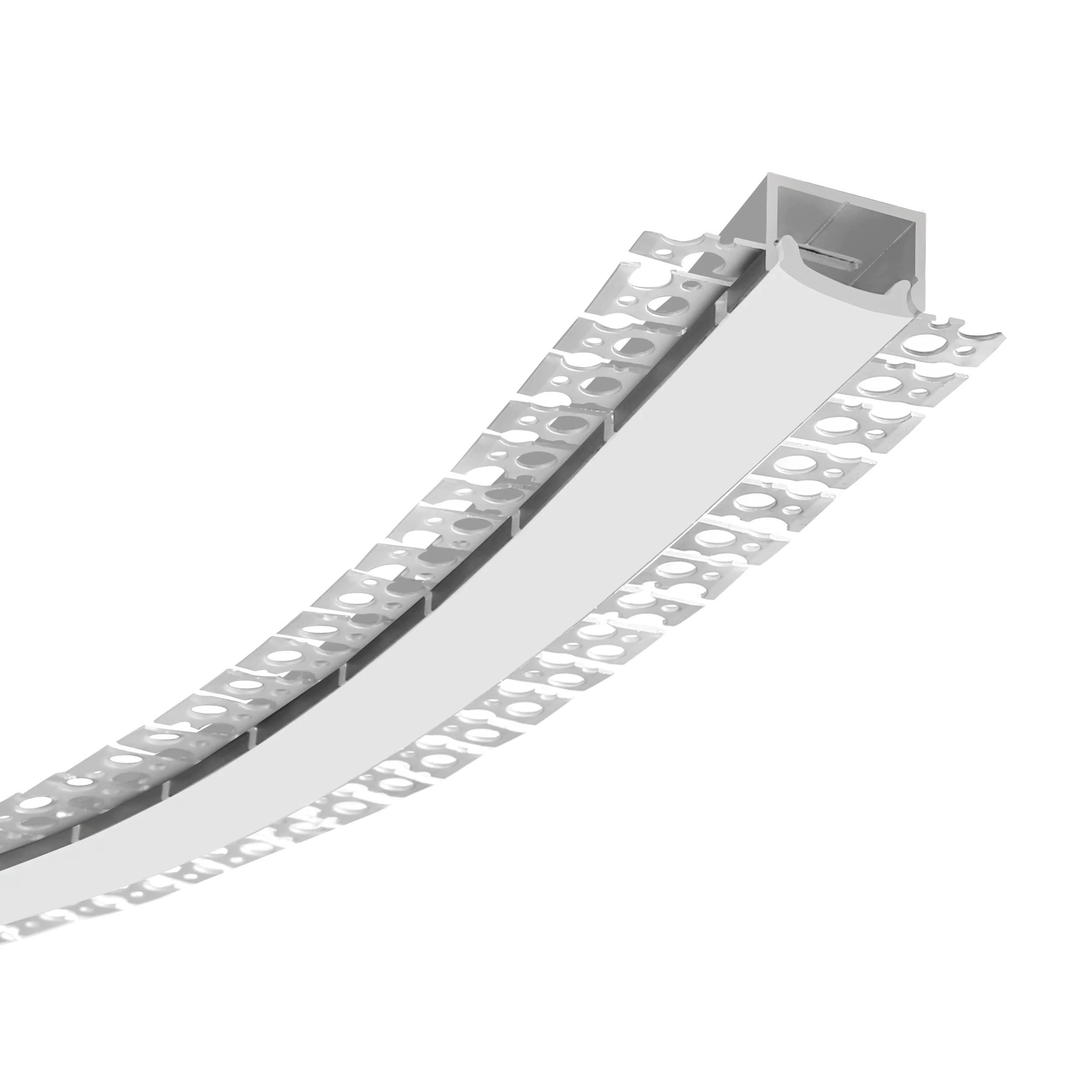 Flexible and bendable aluminum LED channel for drywall gypsum LED strip light profile Silicon cover Recessed led profile