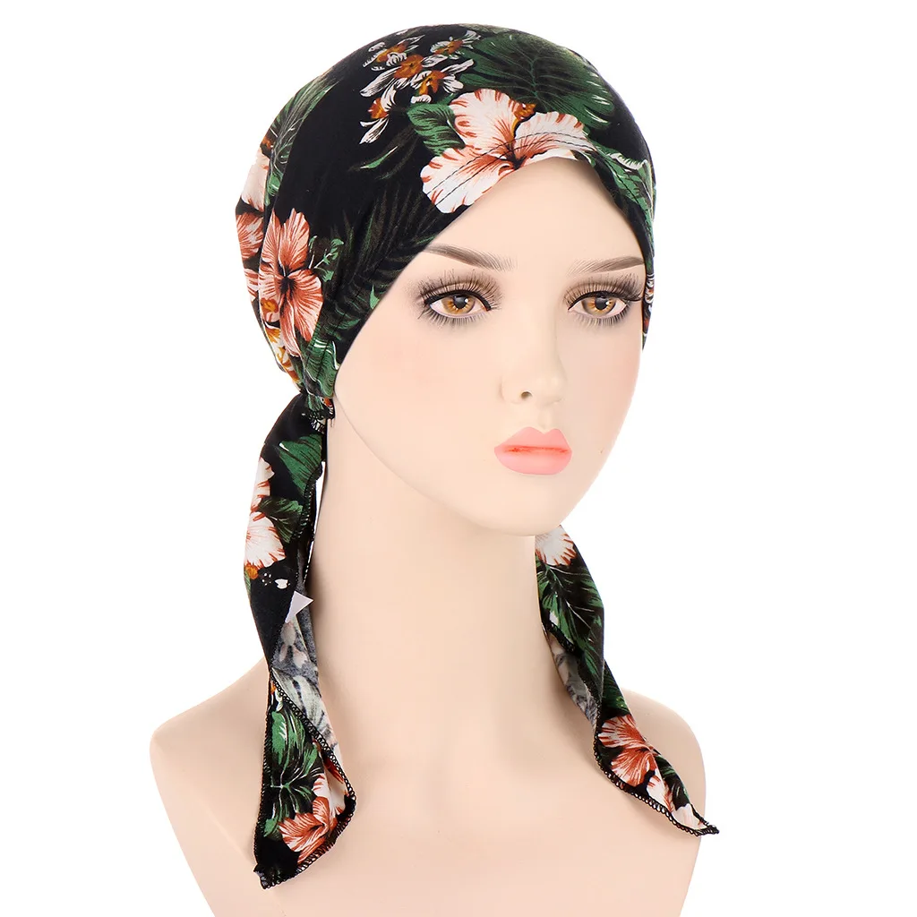 New calico printed cotton arc elastic hat chemotherapy hat scarf hat magic hijabs
