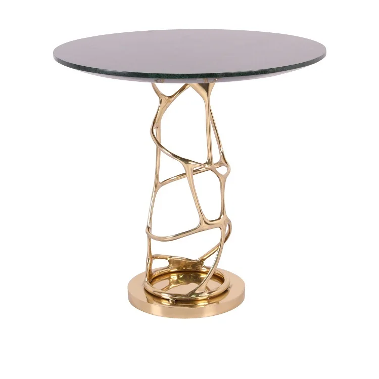 Modern Indian Green Marble Copper Coffee Table