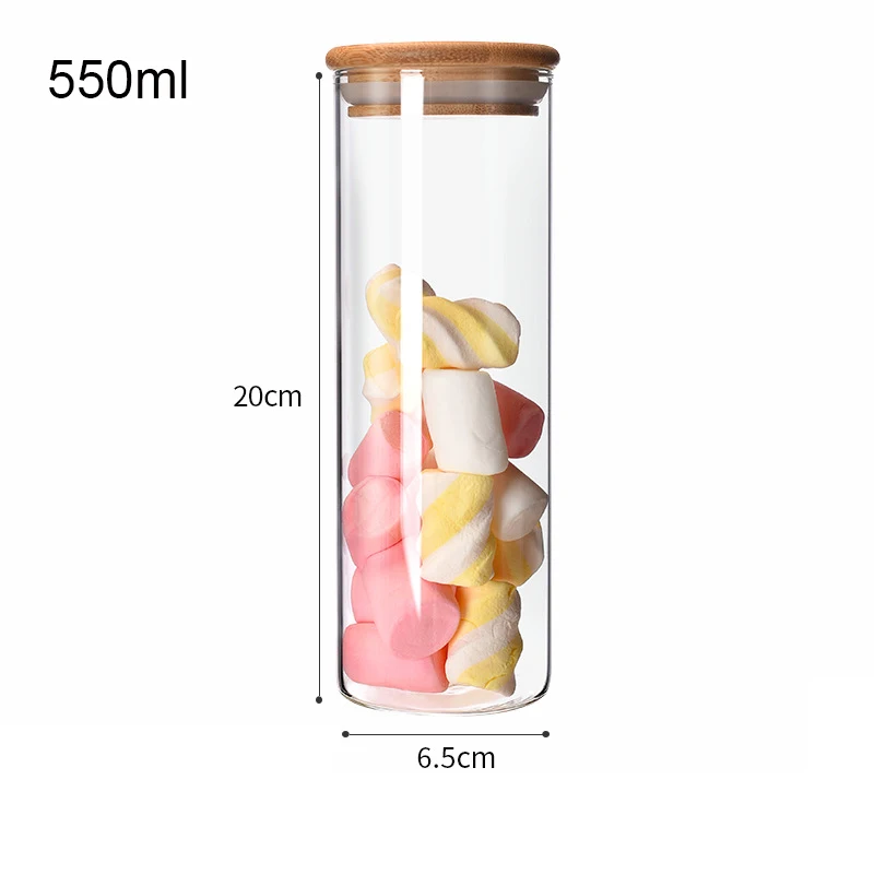 Supplier Wide Mouth Glass Storage Jars Containers Glass Kitchen Canisters With Bamboo Lid