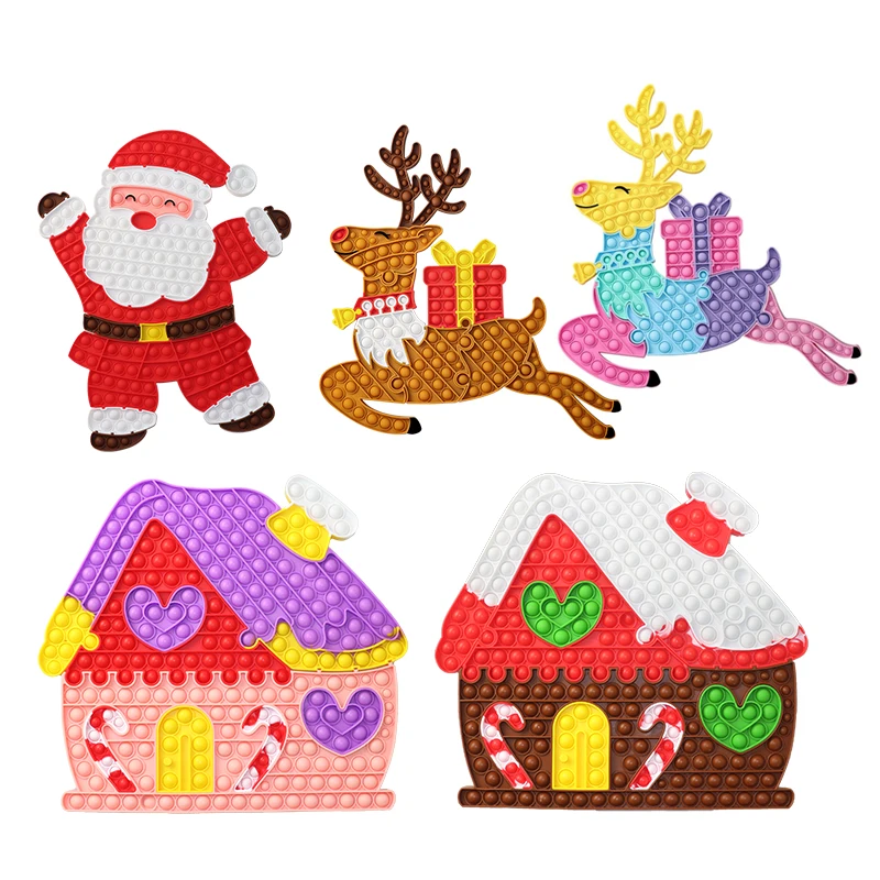 New Style Anxiety Santa Claus Christmas House Elk 30cm Push Pops Bubble Fidget Juguete For Pops Jumbo Big Giant Fidget Toy