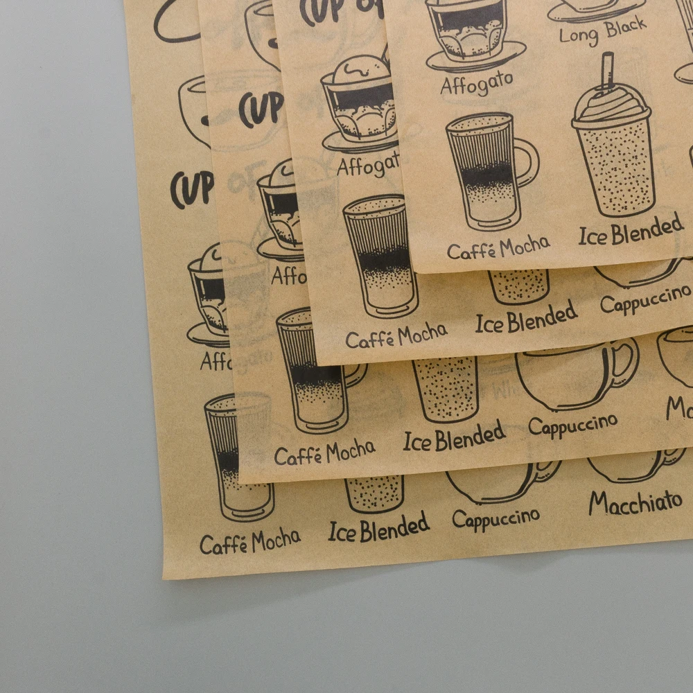 Custom food wrapping plain butterfly wax paper coated oil proof food grade cow print greaseproof paper