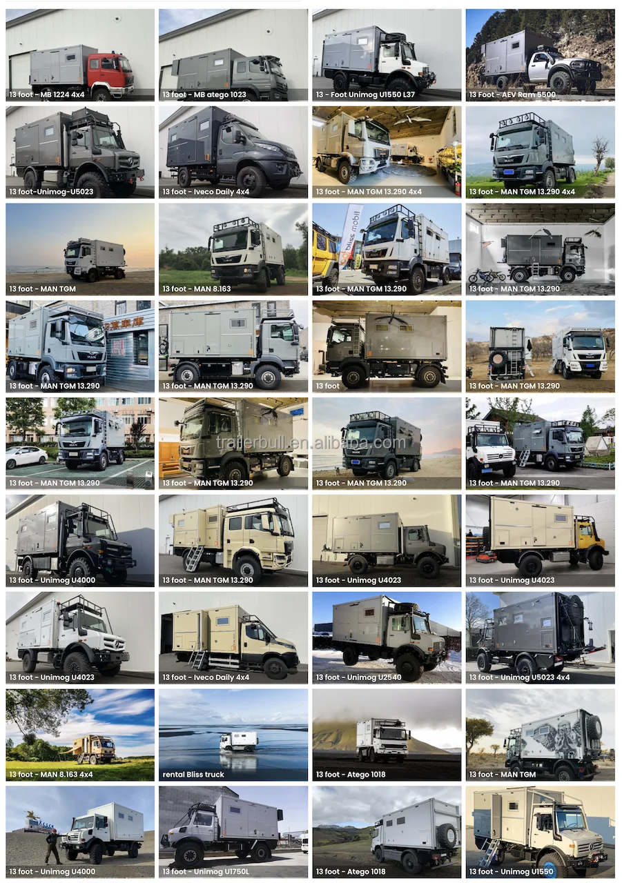 Customizable 13ft Square Expedition Motorhome Truck Camper Shell DIY overland and Road Traveling RV Camping Recreational Vehicle