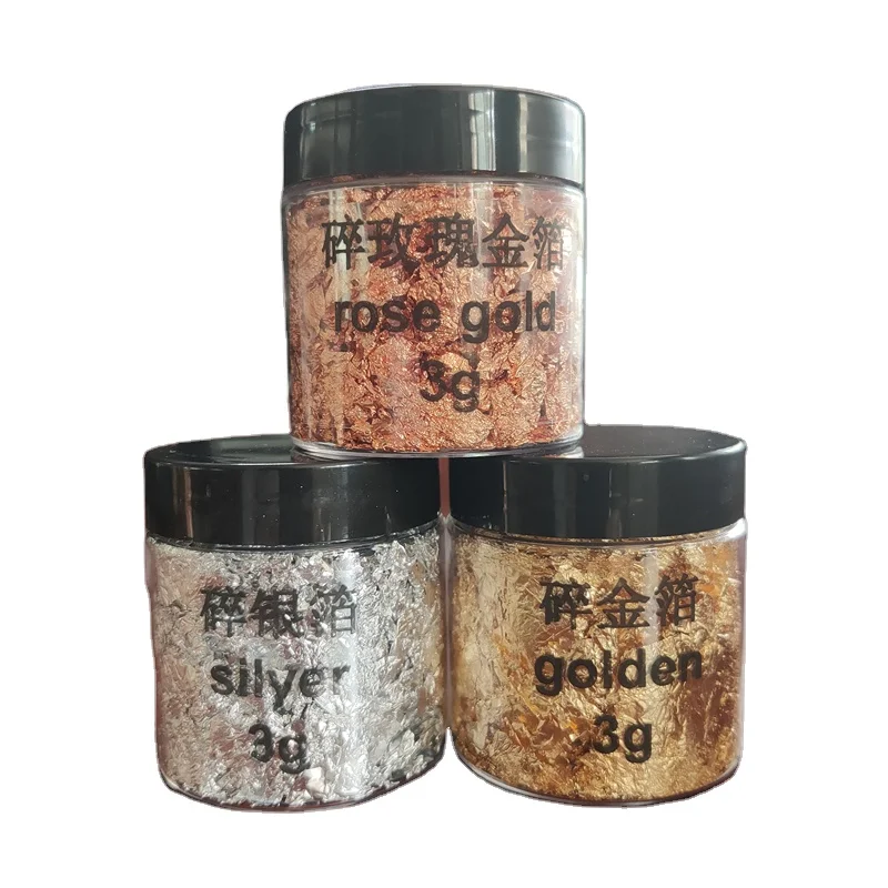 3 г/цвет * Баночки лист с золотыми листьями хлопья для смолы Золотой/Серебряный/розовое золото Золотая фольга листовые ногтевого дизайна слайм ювелирные изделия рукоделие