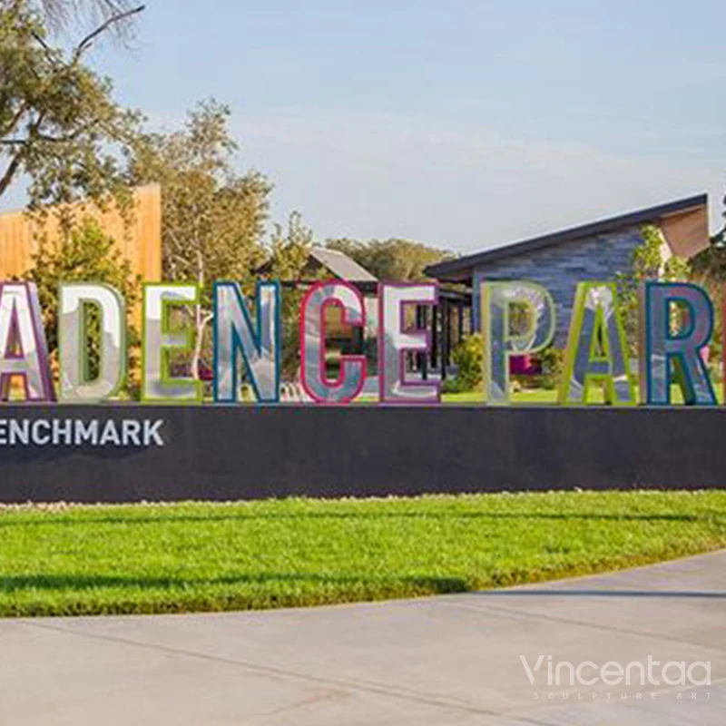 Vincentaa Large Stainless Steel Park Sign Floor Signboard Making 3D Customizable Acrylic Sculpture