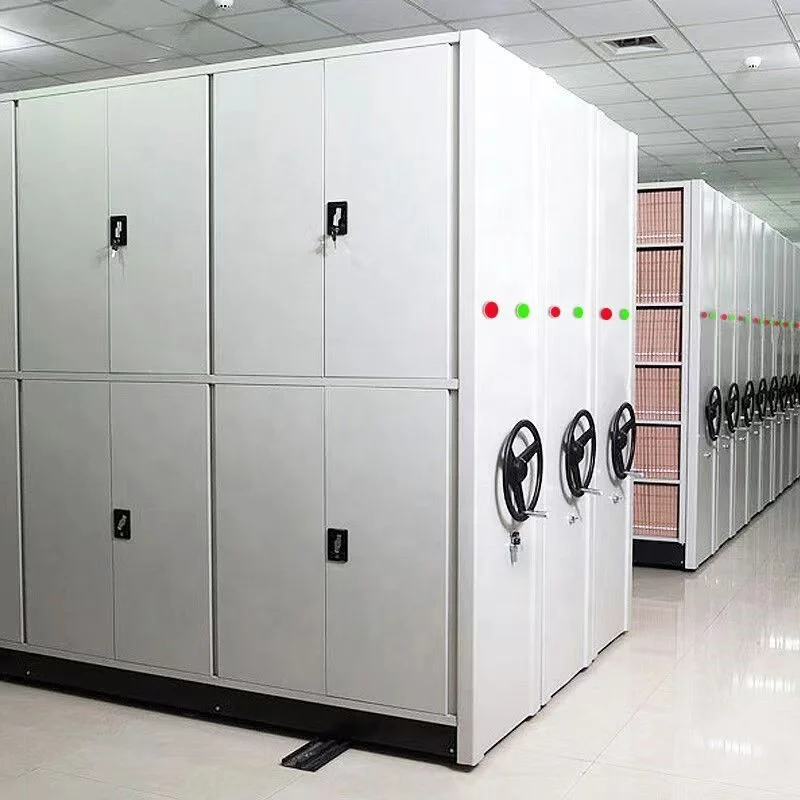 Hand-cranked Rolling File Compact Cabinet Mobile Shelving Electric Archive Storage System Steel Dense Frame