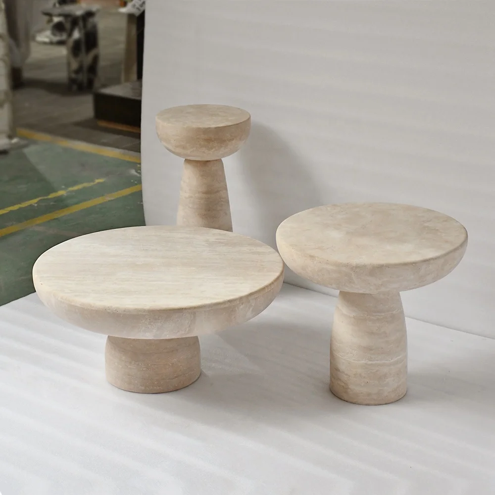 OEM ODM customized Modern natural stone marble living room hotel furniture lobby travertine table set deco luxury coffee table