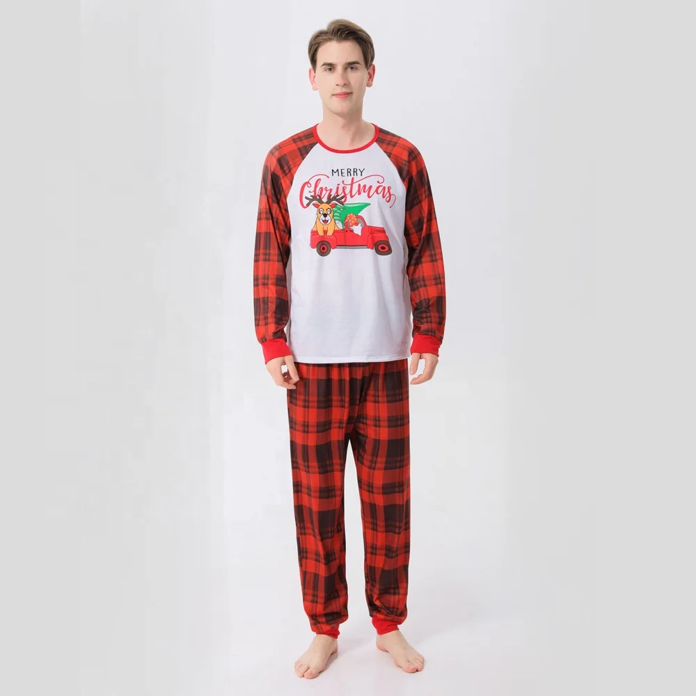 Wholesale Home Wearing parent and child pajamas Snowfall Family Christmas Pajamas Set For Women Man