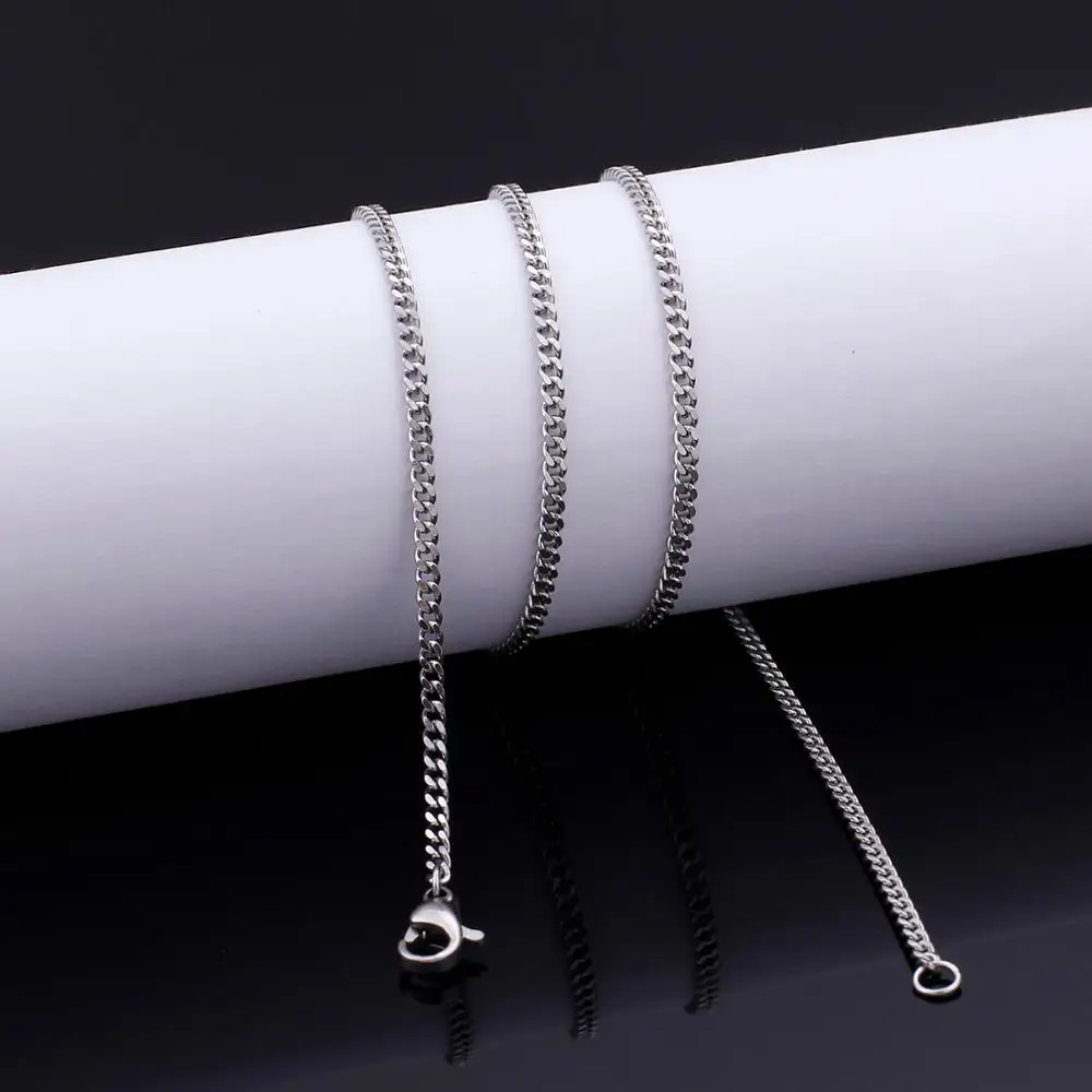 KALEN 1.5mm 2mm 316L Stainless Steel Smooth Curb Chains Necklace