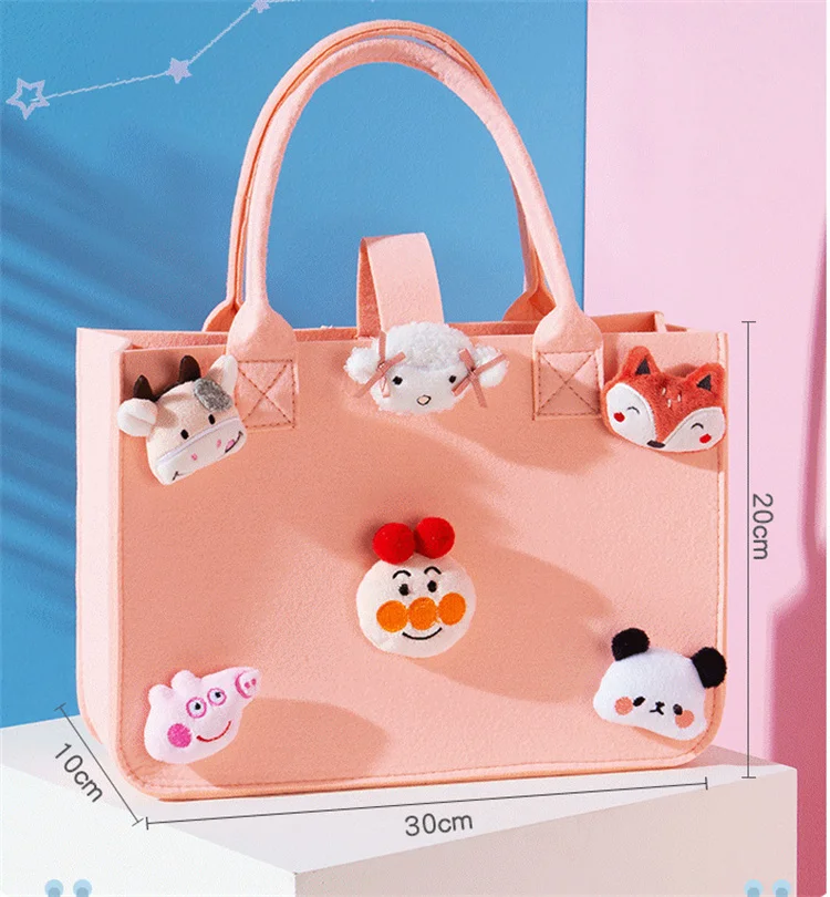 HOT sales felt fabric children cartoon handbag with cartoon dolls