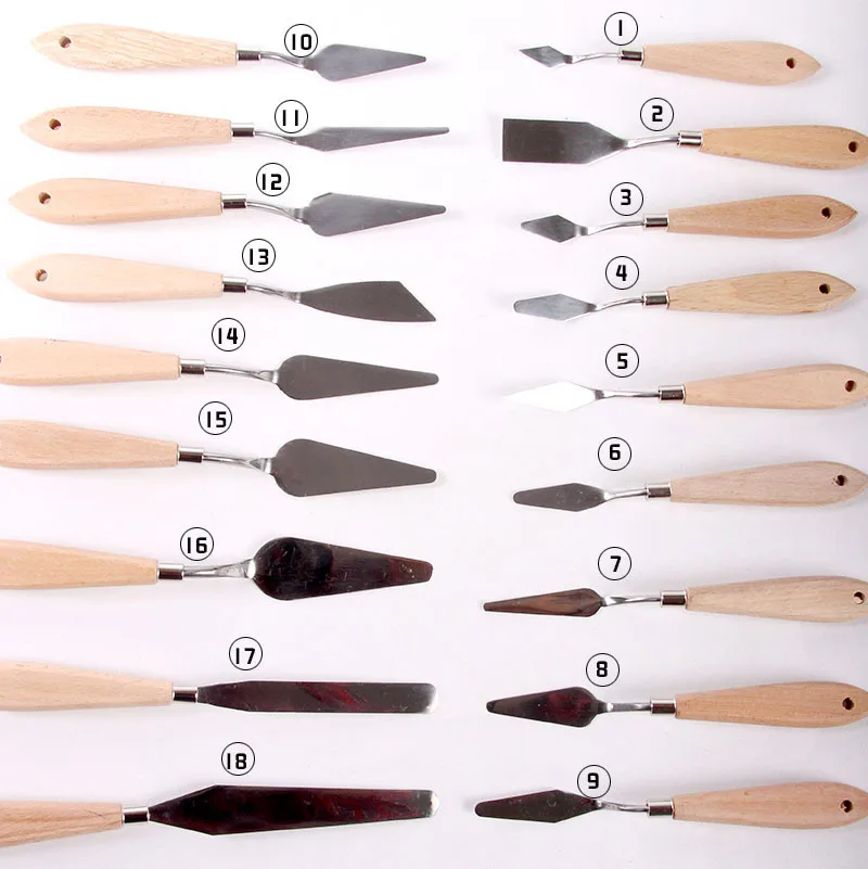New single paint palette oil painting Gouache scraper art supplies wooden handle pick/shovel knife manufacturer wholesale