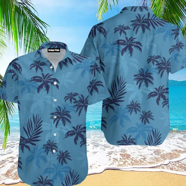 Summer  Men Hawaiian Shirt 3d Plant Shirt for Men Flower Print Plus Size Hawaiian Beach Flower Shirt