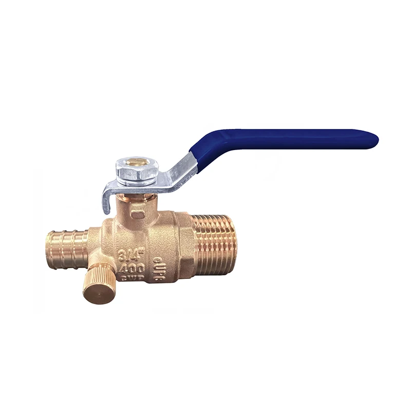 AVONFLOW High Quality Full Port Brass PEX 1807 Ball Valve Full Port Quarter-Turn Lever for Water MPT x PEX1807 with Drain