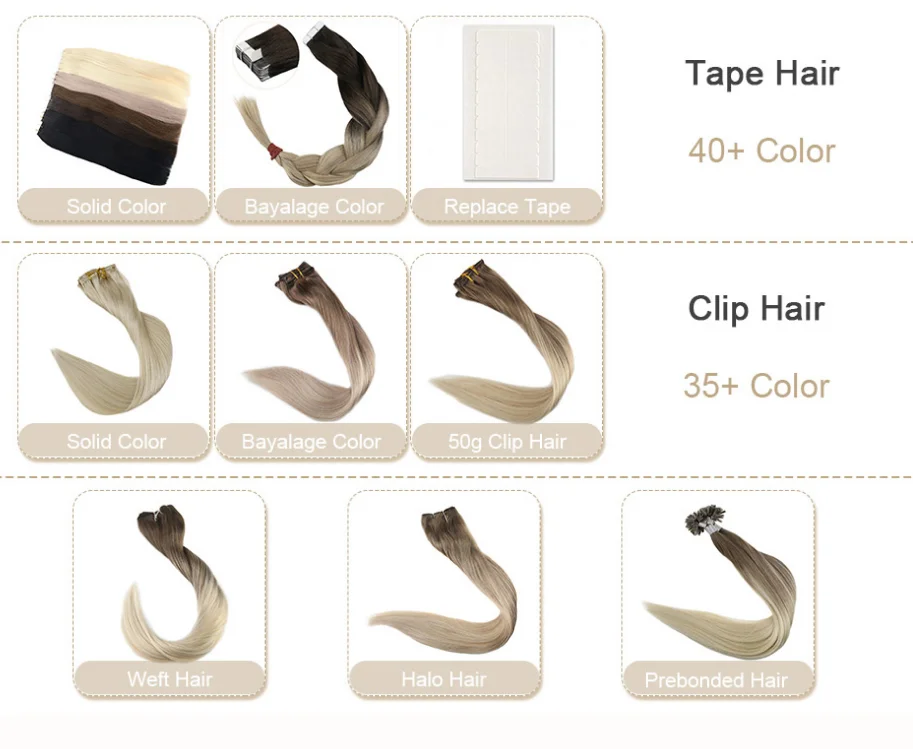 Super Highlight Bayalage Color Tape Hair Extensions,Mega Waterproof Human Hair Adhesive Replaceable 3m Tpae In Eurasian Hair