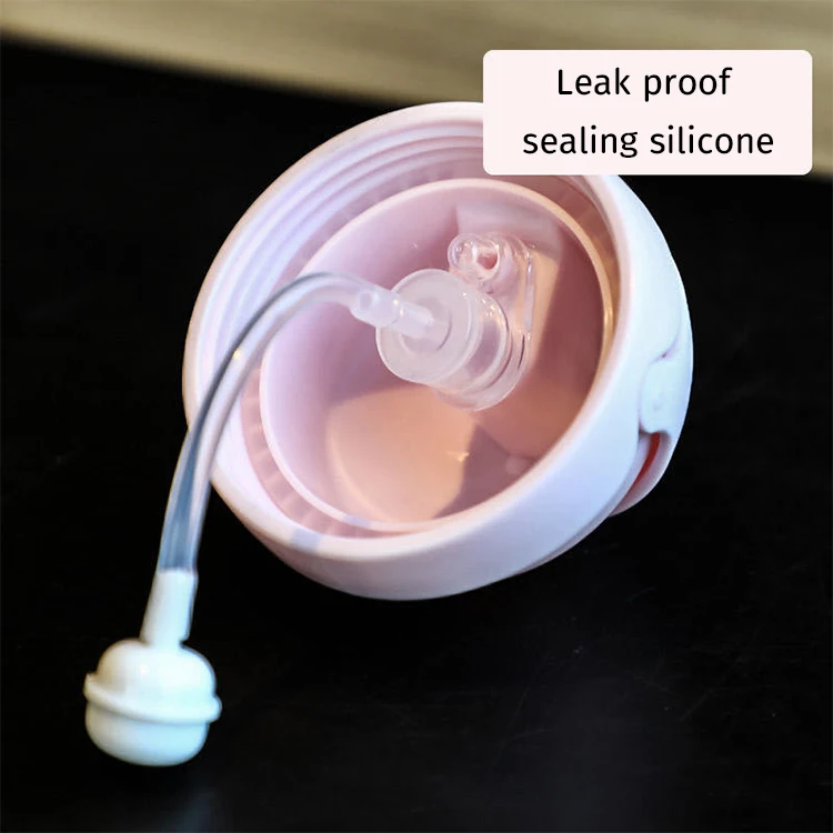 Custom gravity ball straw pp silicone baby water feeding learning baby water bottle with holder
