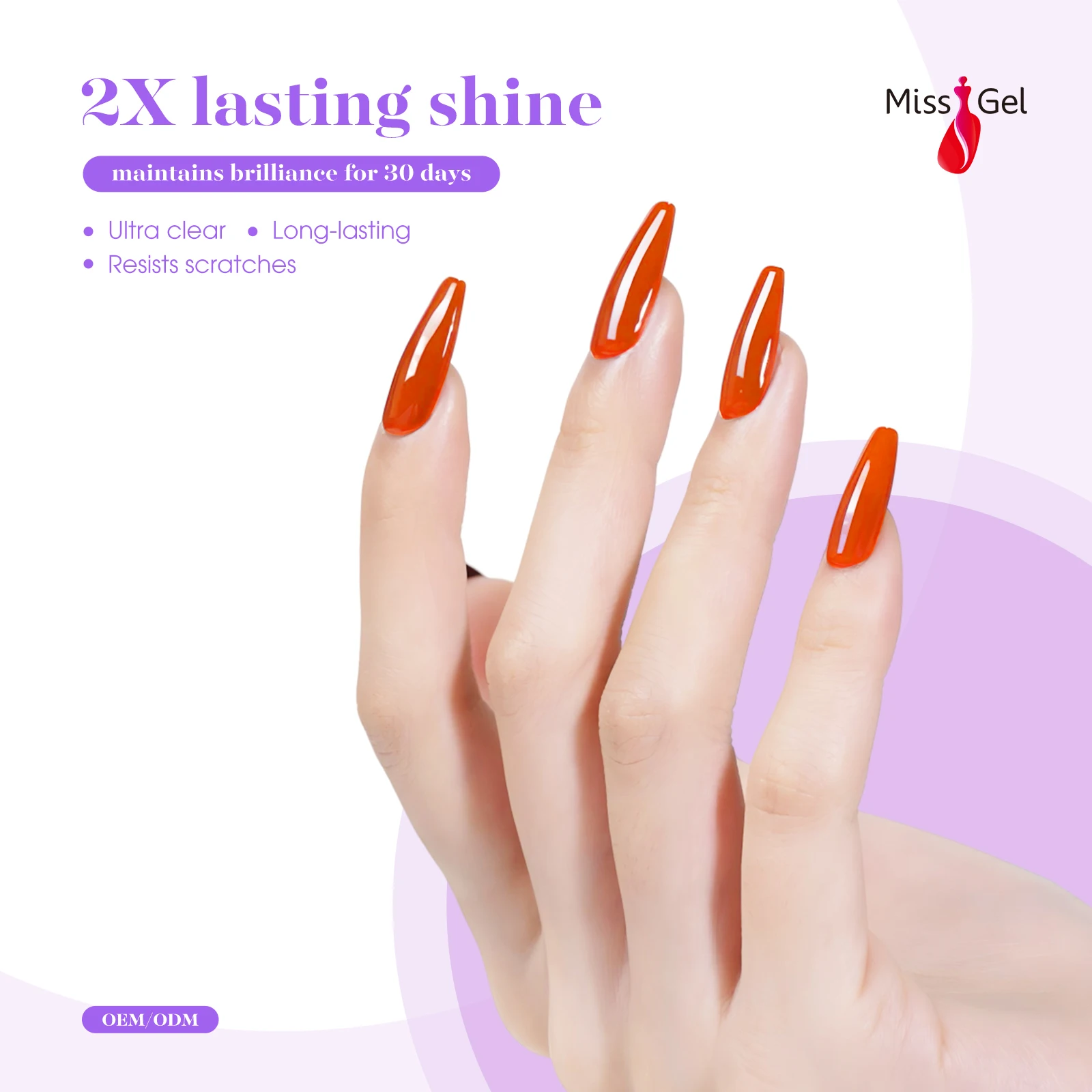 MissGel No Wipe Low Viscosity High Clear Super Shining Gel Crystal Top Coat Hema Free Gel Polish For Nail Art