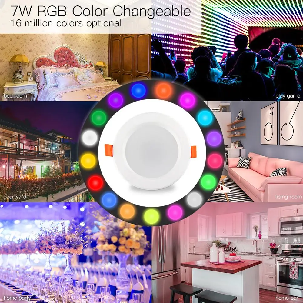 Умный потолочный светодиодный светильник 7 Вт RGB + W Wifi Tuya работает с Alexa/Google