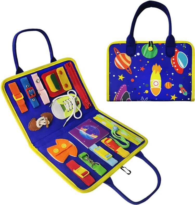 Montessori Autism toys learning basic dress fine motor skills felt learning busy board for toddlers