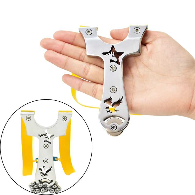 Strong magnetic stainless steel slingshots flat rubber band slingshot strong slingshot for outdoor hunting