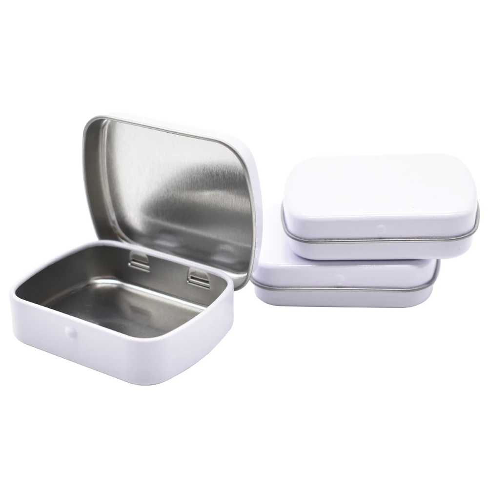 Customized Mint packing Plain hinged Metal Container Tin Case Box