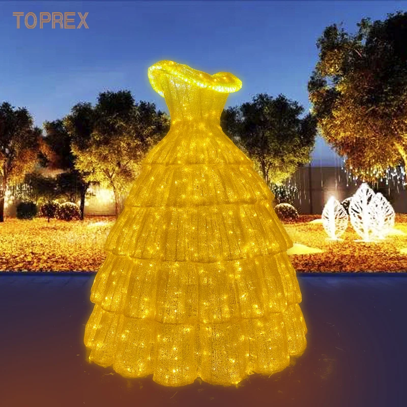 IP65 Waterproof Outdoor Use Customizable Acrylic Led Wedding Light Dress