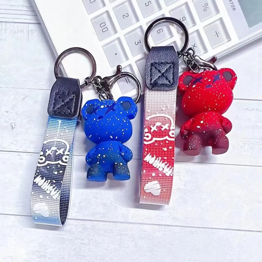 2023 Women Boy Girl Cute 3D Bear Key chain Animal Pendant keychains Metal Key Ring Accessories Keyring Small Gift
