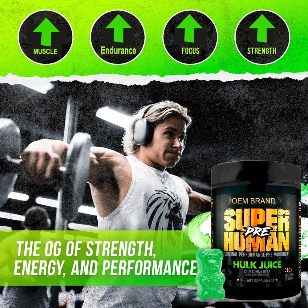 Premium Creatine Gummy Bear Pre Workout for Muscle Building Supplement Creatine Monohydrate Gummies for Men Women