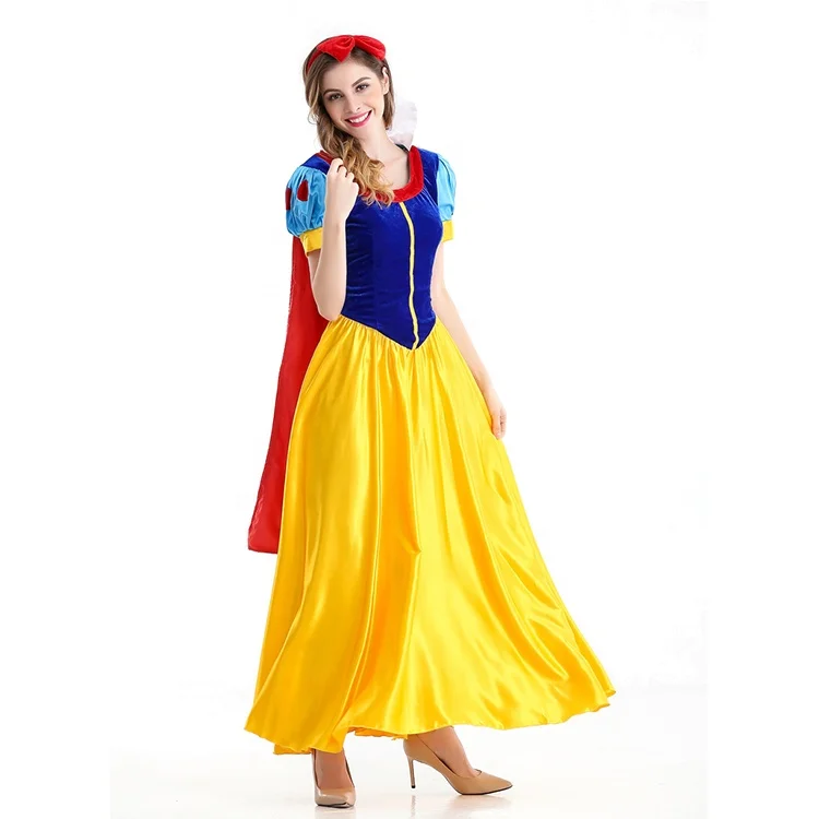Women Snow White Princess Dress with Headband Role Cosplay  Costume Set for Costume Party Clothing