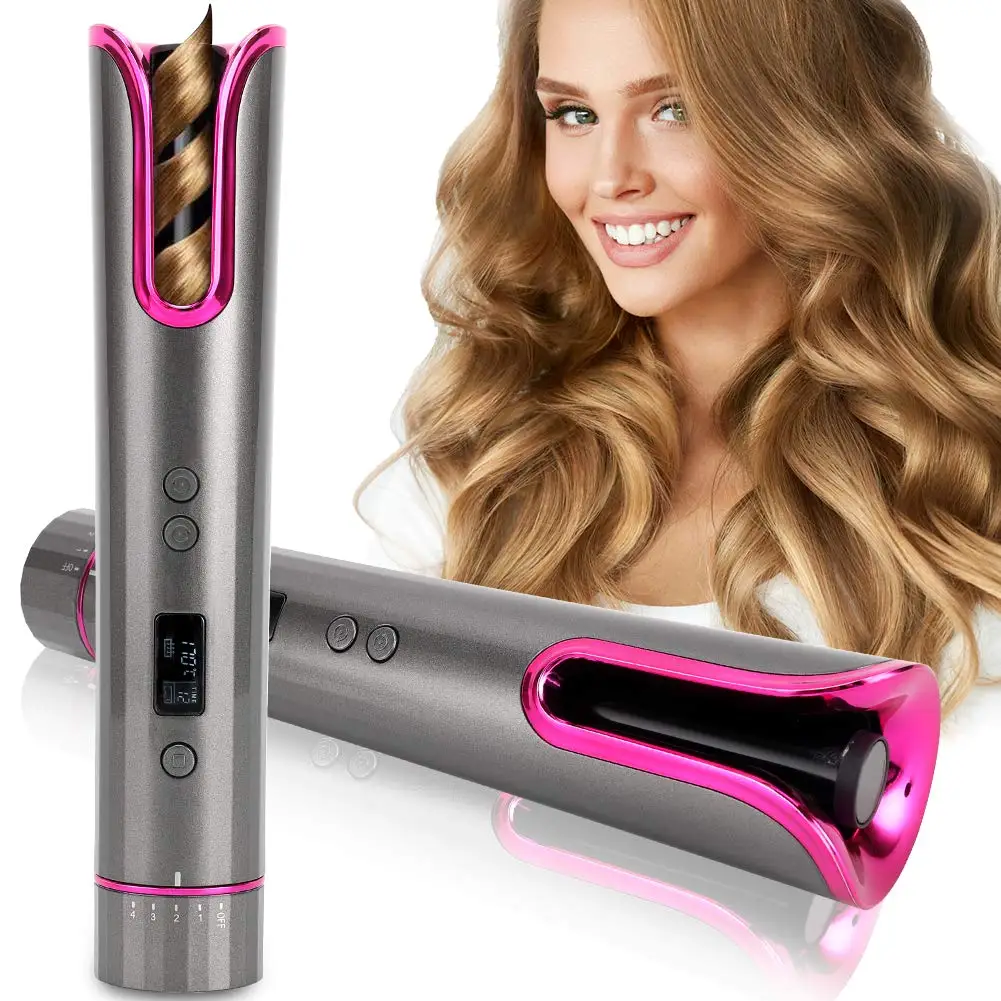 Plastic Hair Designer Curl And Hair Wireless, Vivid Automatic USB Rechargeable LCD Mini Machine Hair Curler/